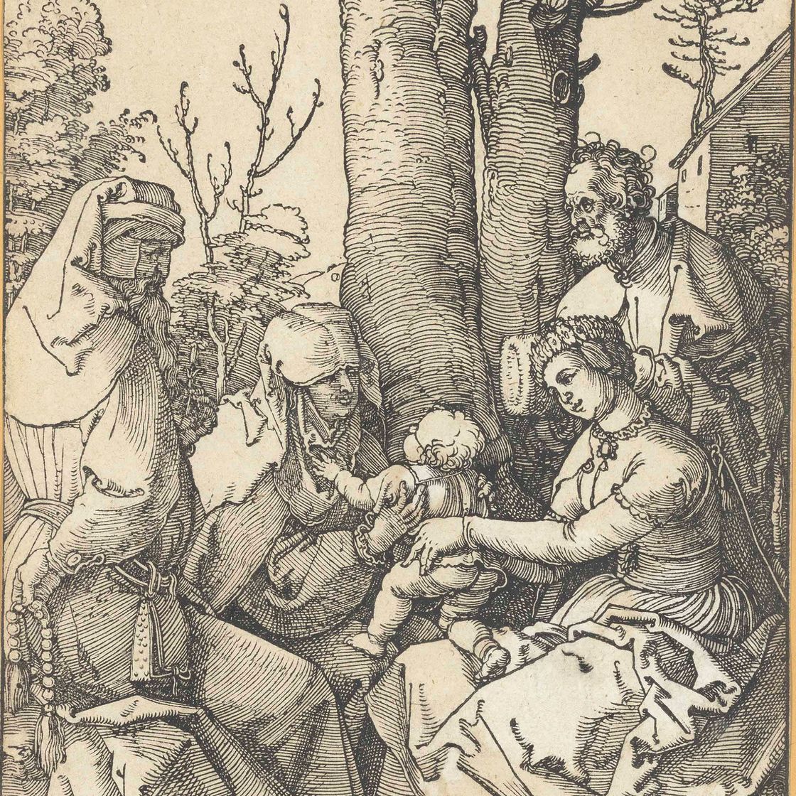 Albrecht Dürer — Святое семейство с Иоакимом и Анной под деревом