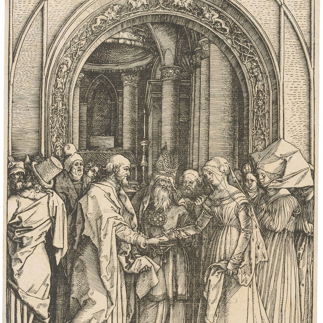 Albrecht Dürer — Обручение Пресвятой Девы, из книги "Жизнь Пресвятой Девы".