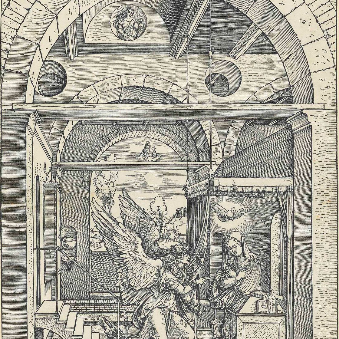 Albrecht Dürer — Благовещение Пресвятой Богородицы, из книги "Житие Пресвятой Богородицы"