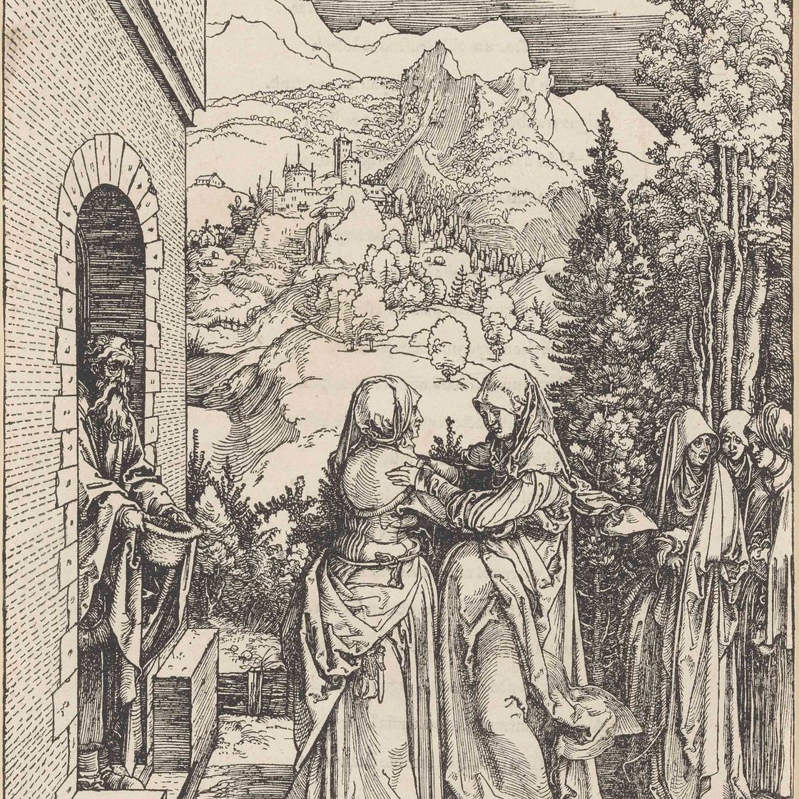 Albrecht Dürer — "Посещение", из книги "Жизнь Пресвятой Девы".