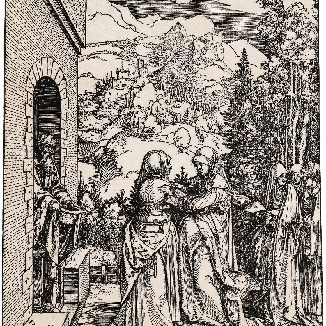 Albrecht Dürer — "Посещение", из книги "Жизнь Пресвятой Девы".