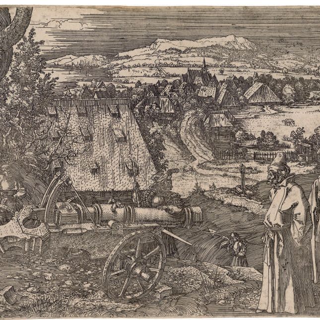 Albrecht Dürer — Пейзаж с пушкой (Б. 99; М., Зал. 96; С.М.С. 85)