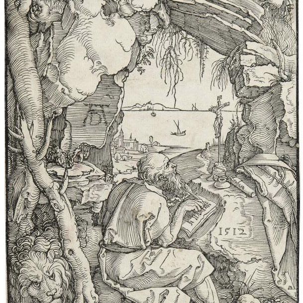 Albrecht Dürer — Святой Иероним в пещере (Барч, 113; Медер, Холштайн, 229)