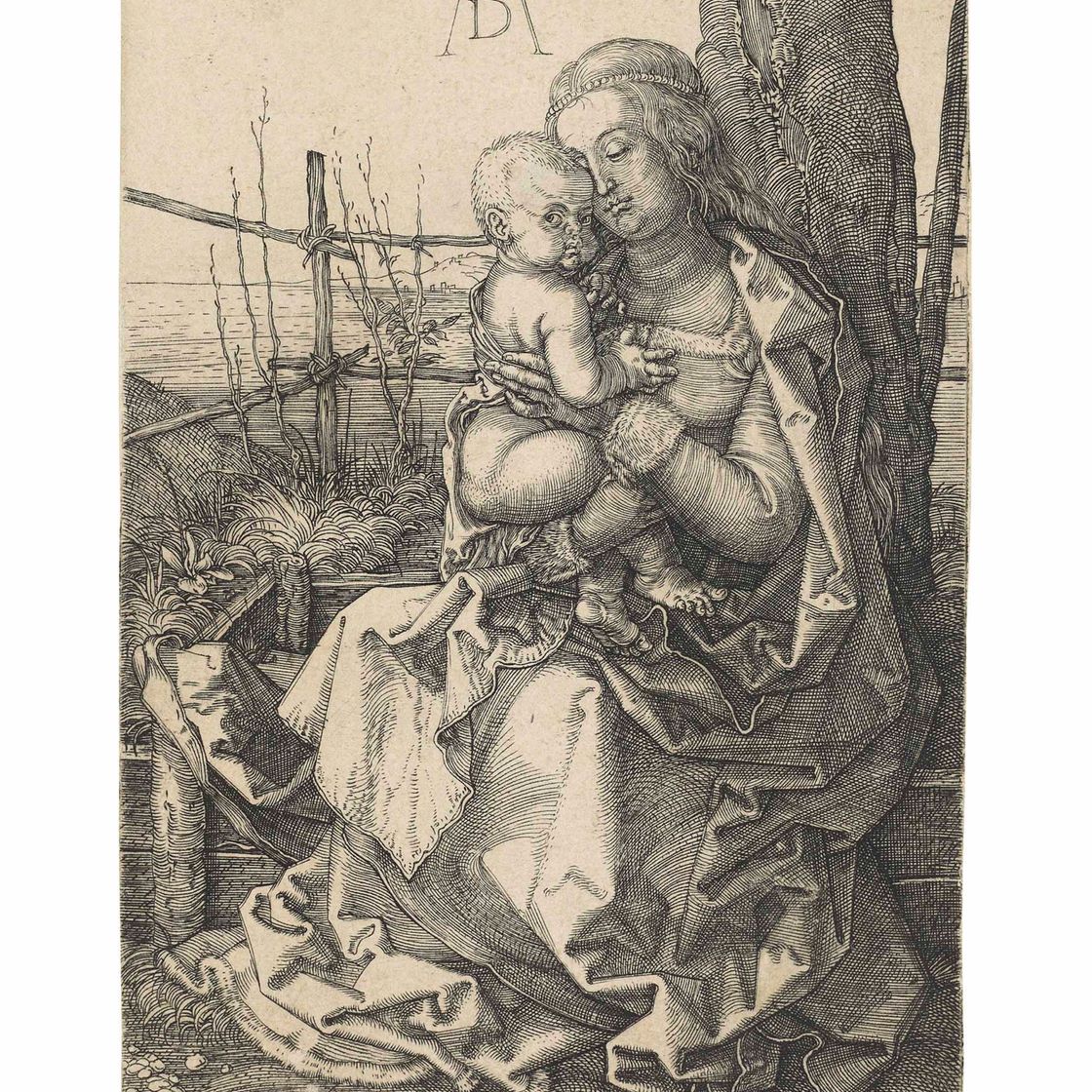 Albrecht Dürer — Богородица с Младенцем, сидящие у дерева