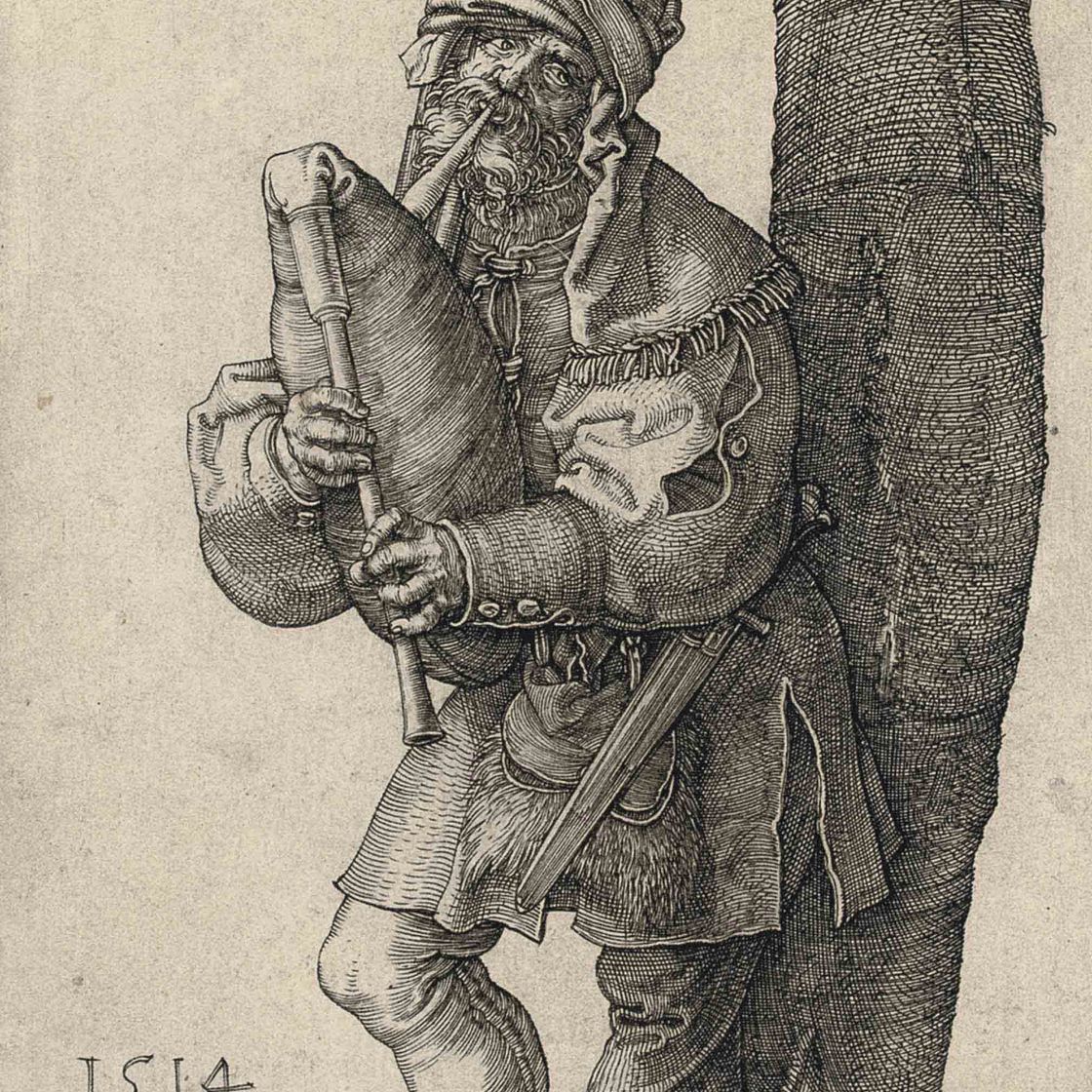 Albrecht Dürer — Волынщик (Б. 91; М., Зал. 90; С.М.С. 76)