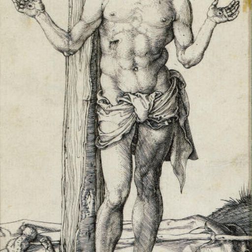 Albrecht Dürer — Скорбящий человек с протянутыми руками (Барч, Медер, Холстейн, 20)