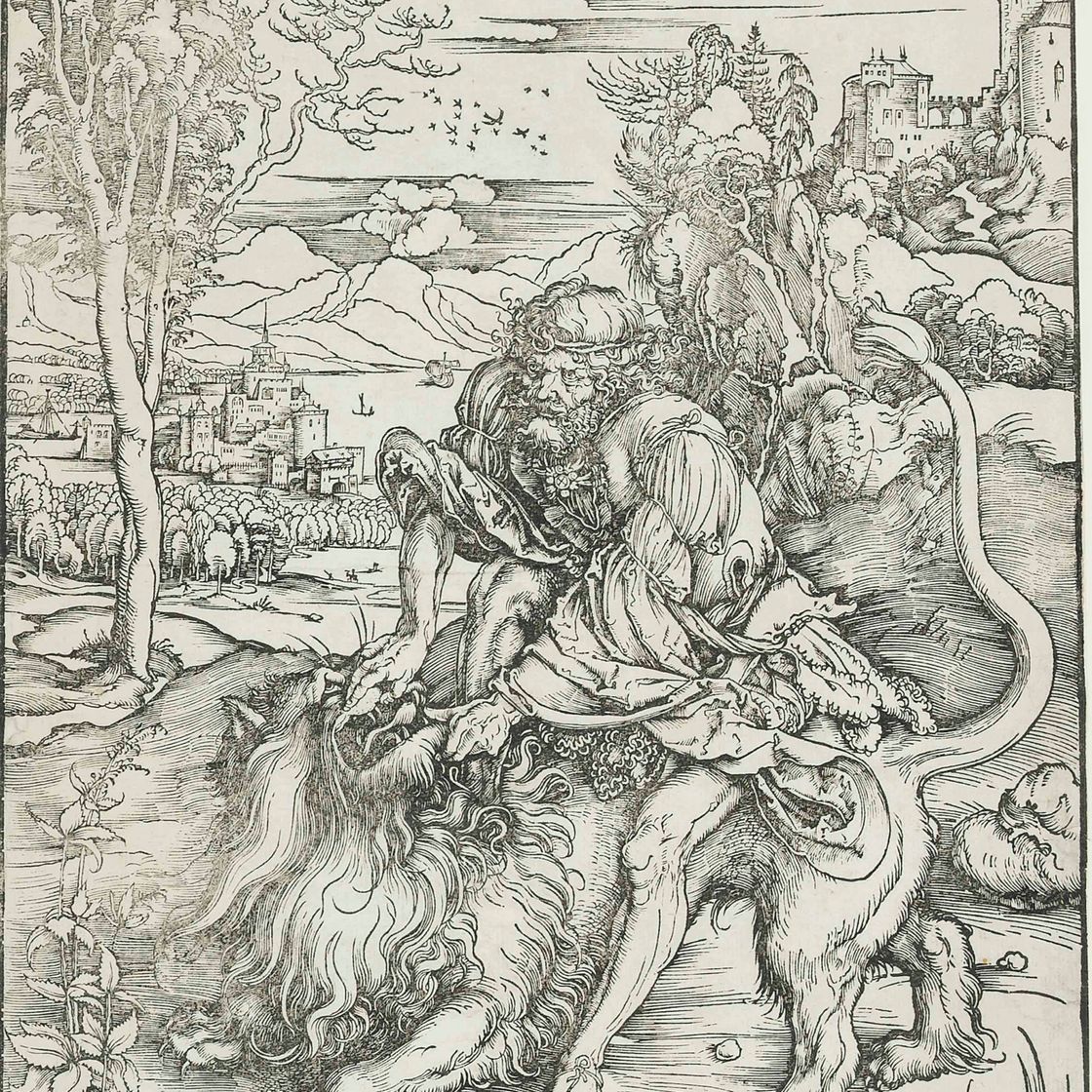 Albrecht Dürer — Самсон, терзающий льва (Барч - 2; Медер, Холстейн - 107; Шох, Менде и Шербаум - 127)
