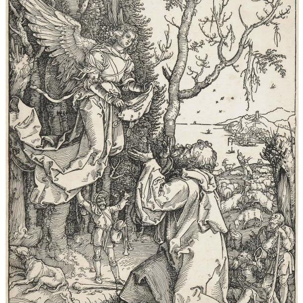 Albrecht Dürer — Иоахим и ангел, из книги "Жизнь Пресвятой Девы" (Барч, 78; Медер, Холстейн, 190)