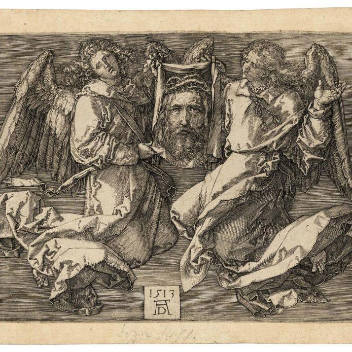 Albrecht Dürer — Сударий, который держат два Ангела (Б. 25; Медер, Холл. 26; Шох, Менде, Шербаум, 68)