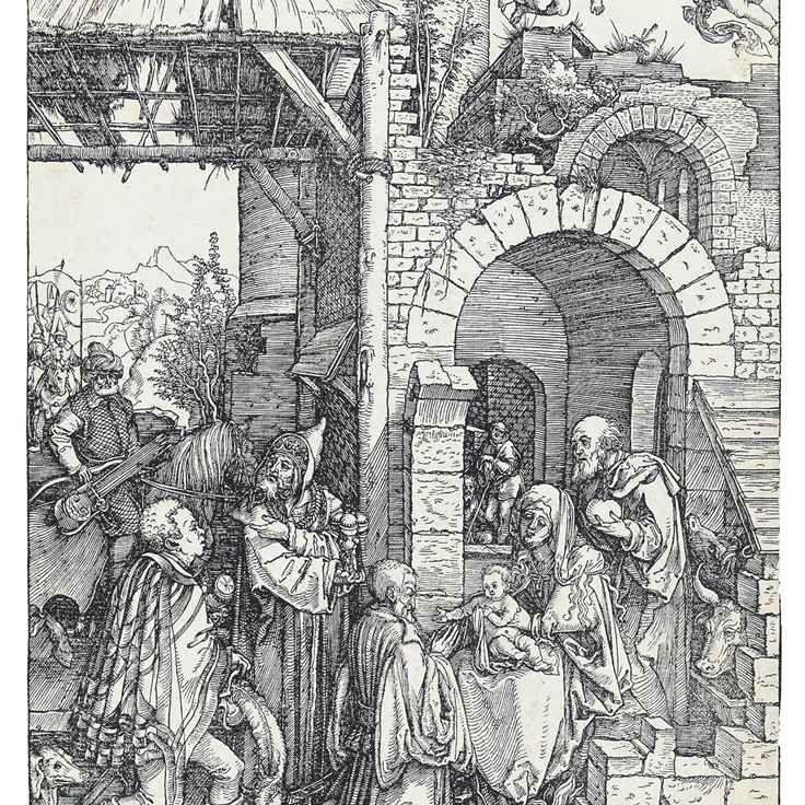 Albrecht Dürer — Поклонение волхвов, из книги "Жизнь Богородицы" (Барч, 87; Медер, Холстейн, 199)