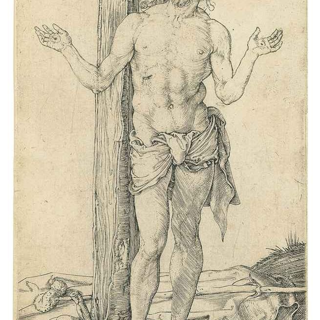 Albrecht Dürer — Скорбящий человек с распростертыми объятиями (Барч, Медер, Холстейн, 20)
