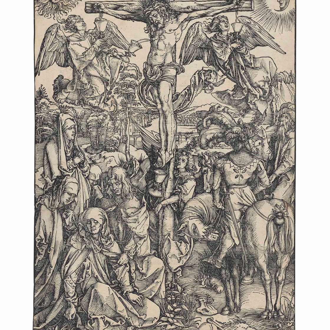 Albrecht Dürer — Христос на кресте, с большой гравюры на дереве "Страсти Господни".