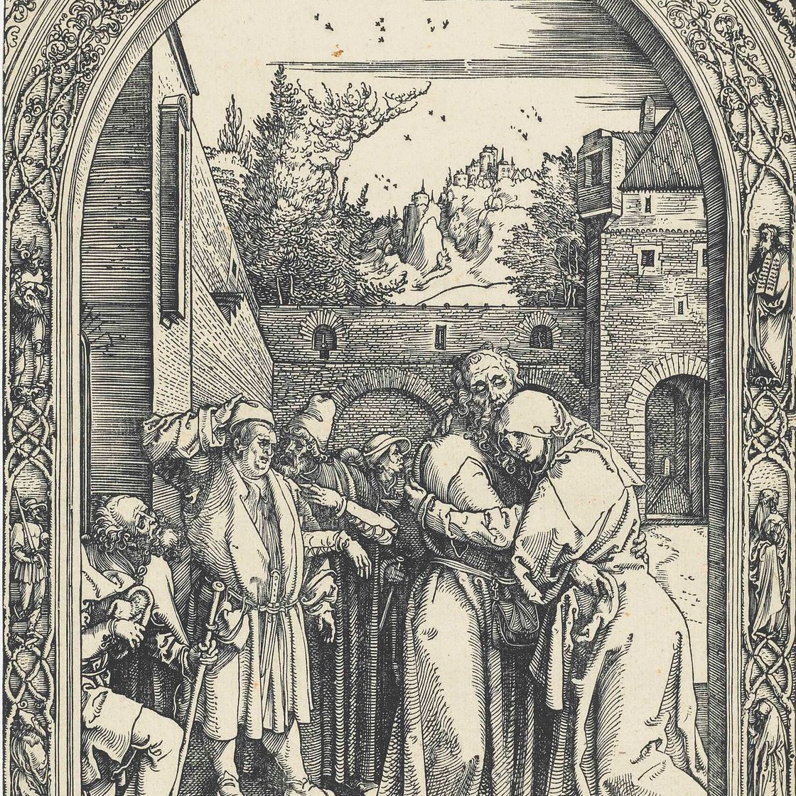 Albrecht Dürer — Встреча Иоакима и Святой Анны у Золотых ворот, из книги "Житие Пресвятой Богородицы"