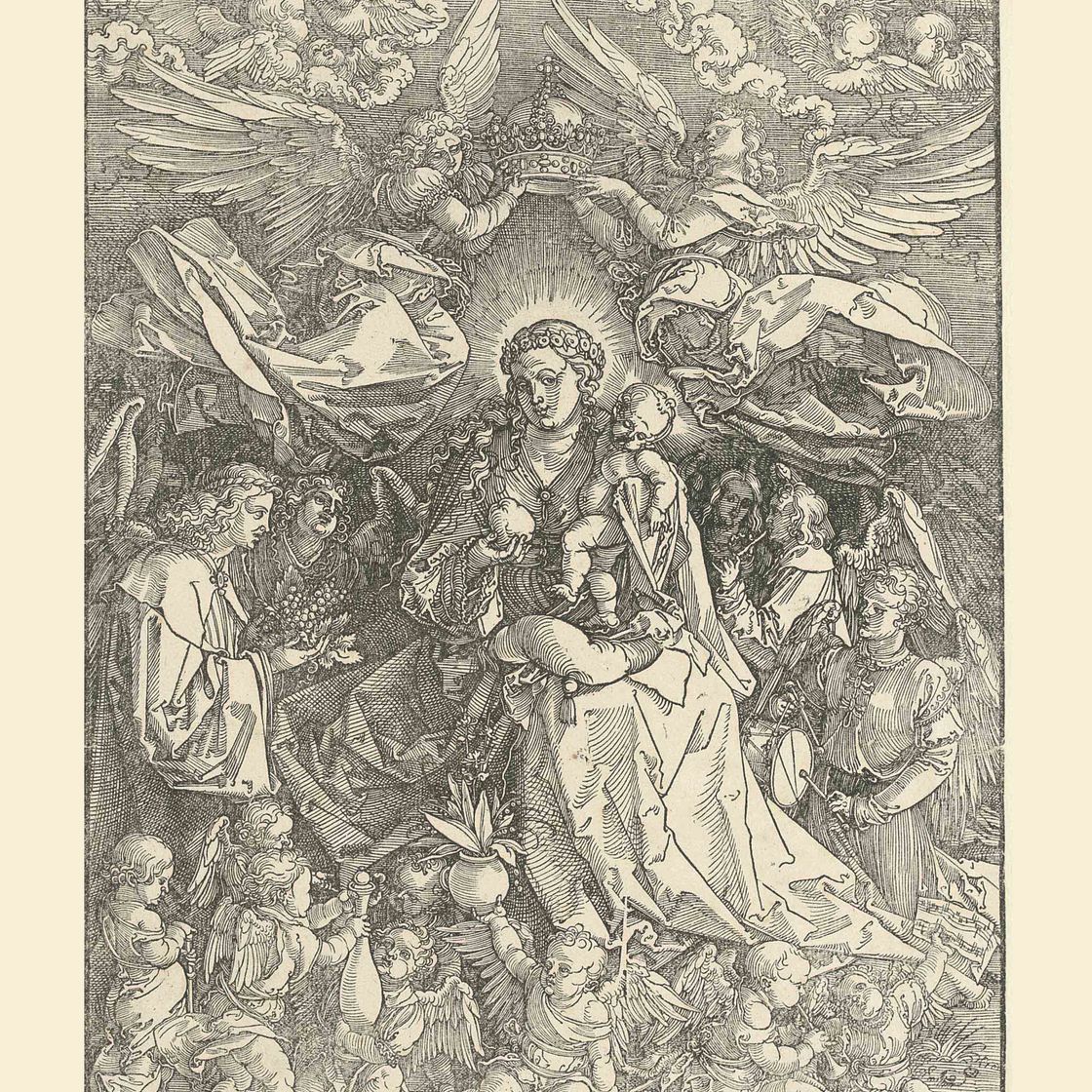 Albrecht Dürer — Дева Мария, окруженная множеством Ангелов (Б. 101; М., Зал. 211; С.М.С. 248)