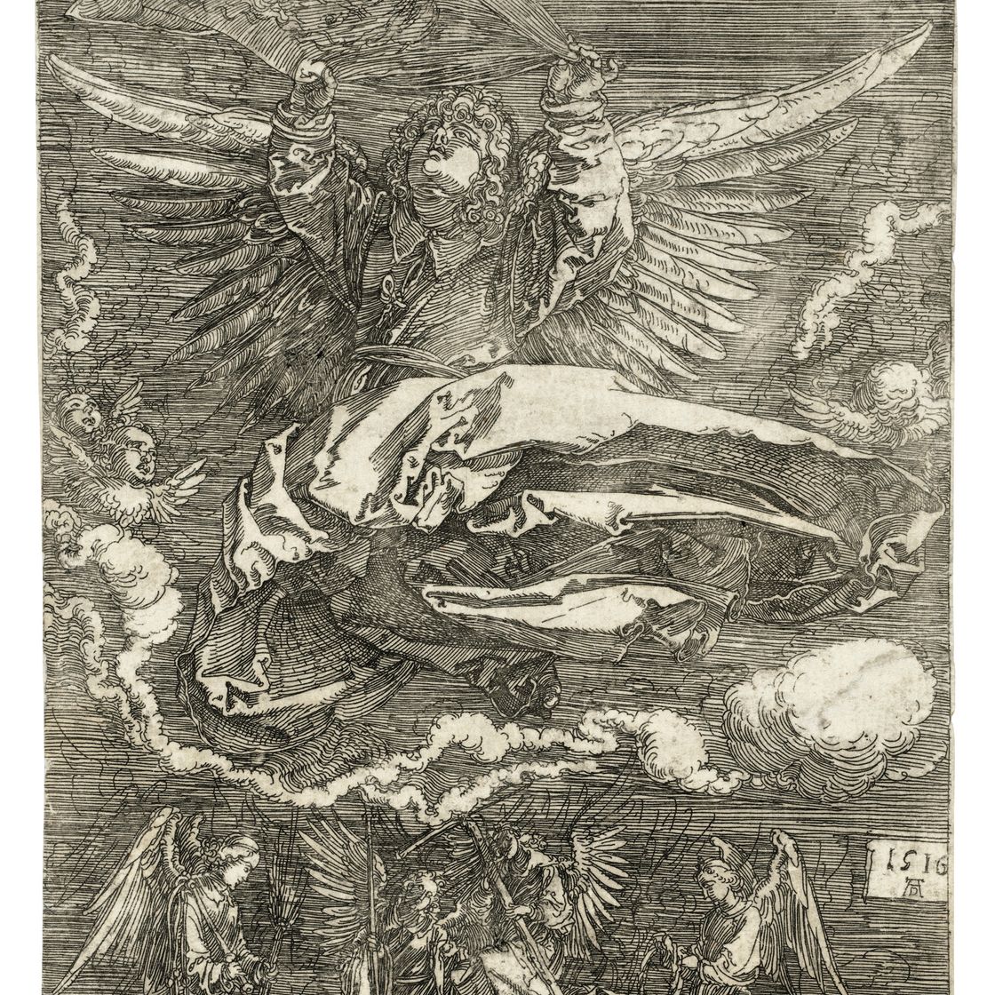 Albrecht Dürer — Сударий, удерживаемый одним Ангелом