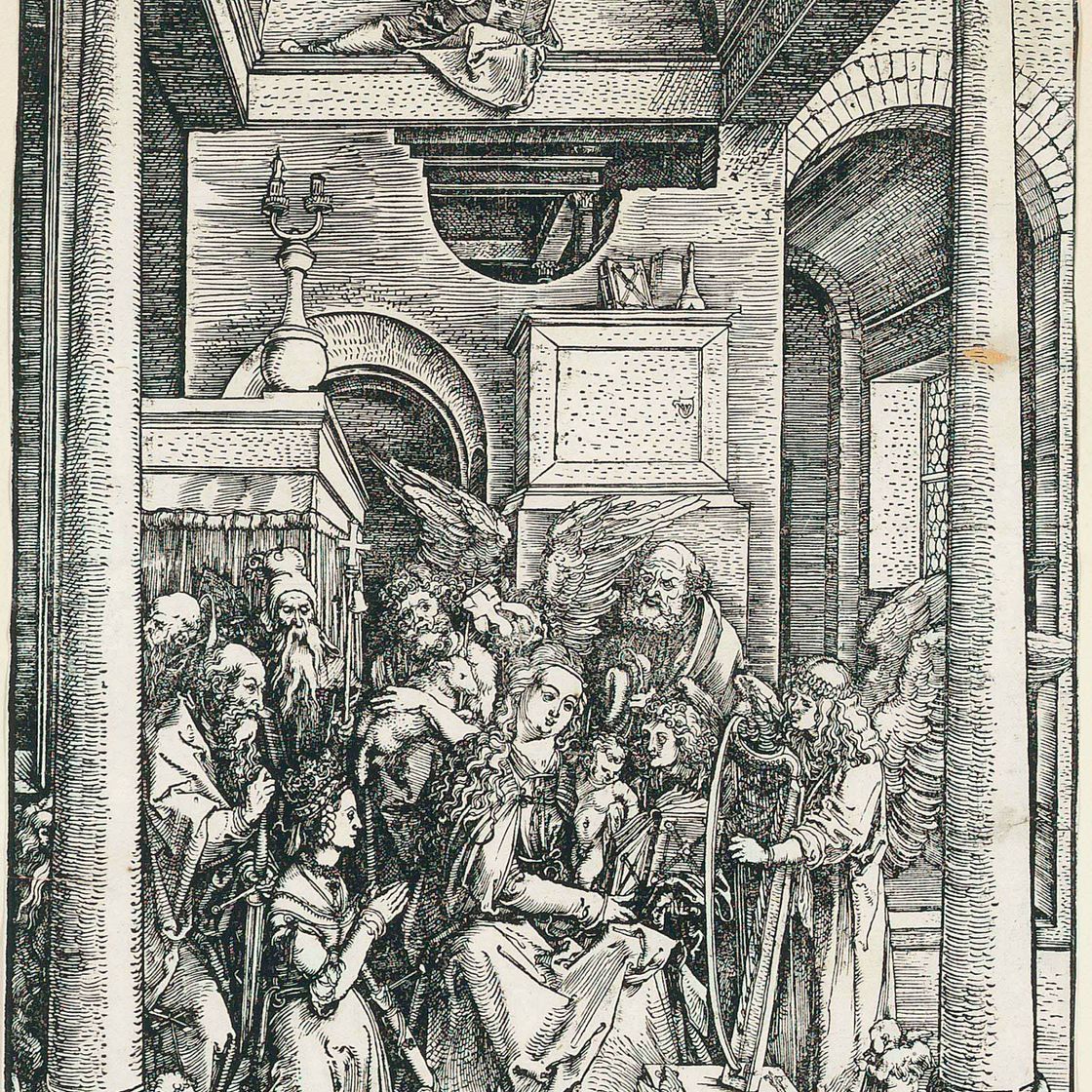 Albrecht Dürer — Прославление Богородицы, из книги "Жизнь Богородицы" (Барч, 95; Медер, Холстейн, 207)