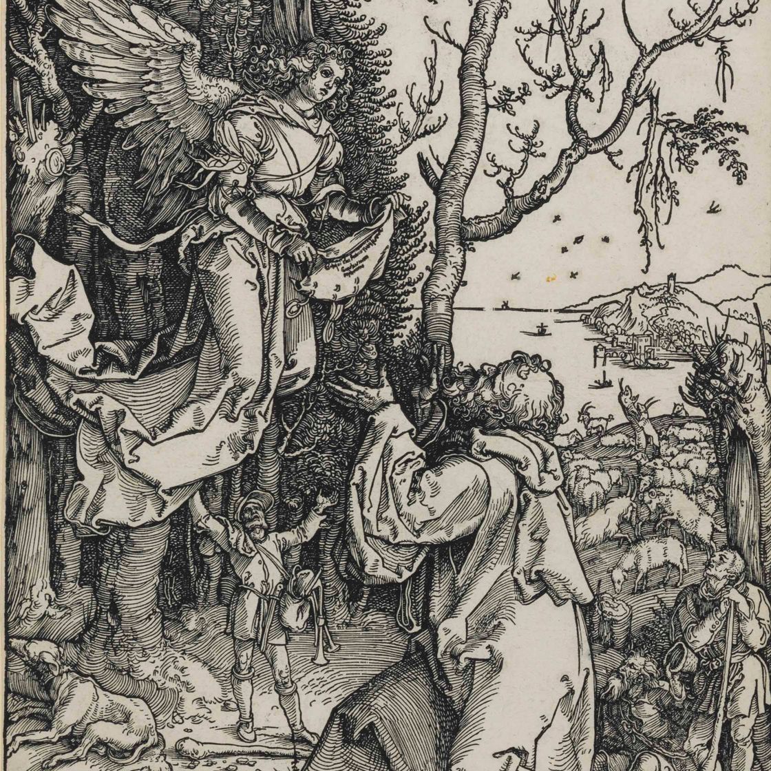 Albrecht Dürer — Иоахим и ангел, из книги "Жизнь Пресвятой Девы" (Барч, 78; Медер, Холстейн, 190; Шох, Менде и Шербаум, 168)