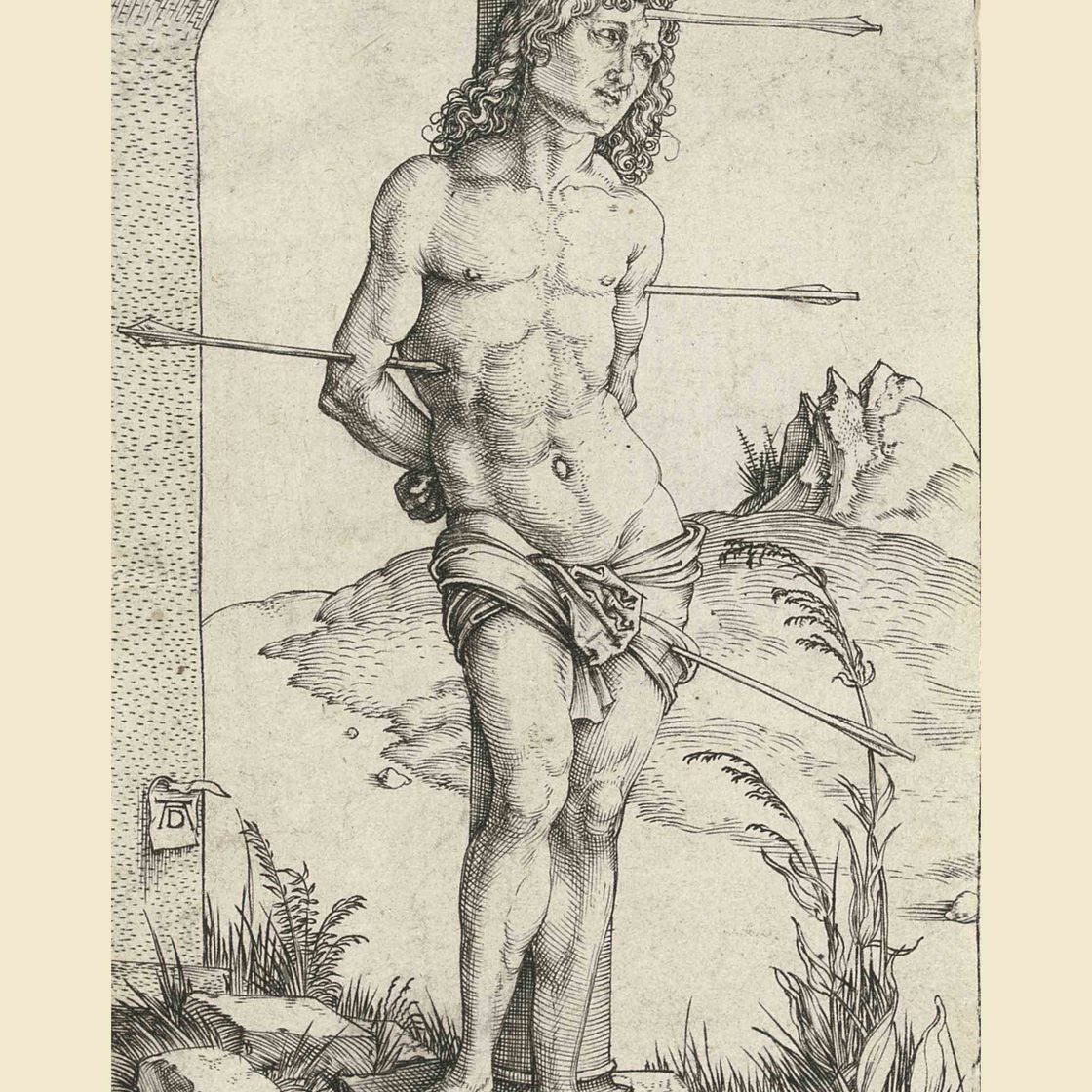 Albrecht Dürer — Святой Себастьян, привязанный к колонне (B. 56; M., Зал. 61; S.M.S. 25)