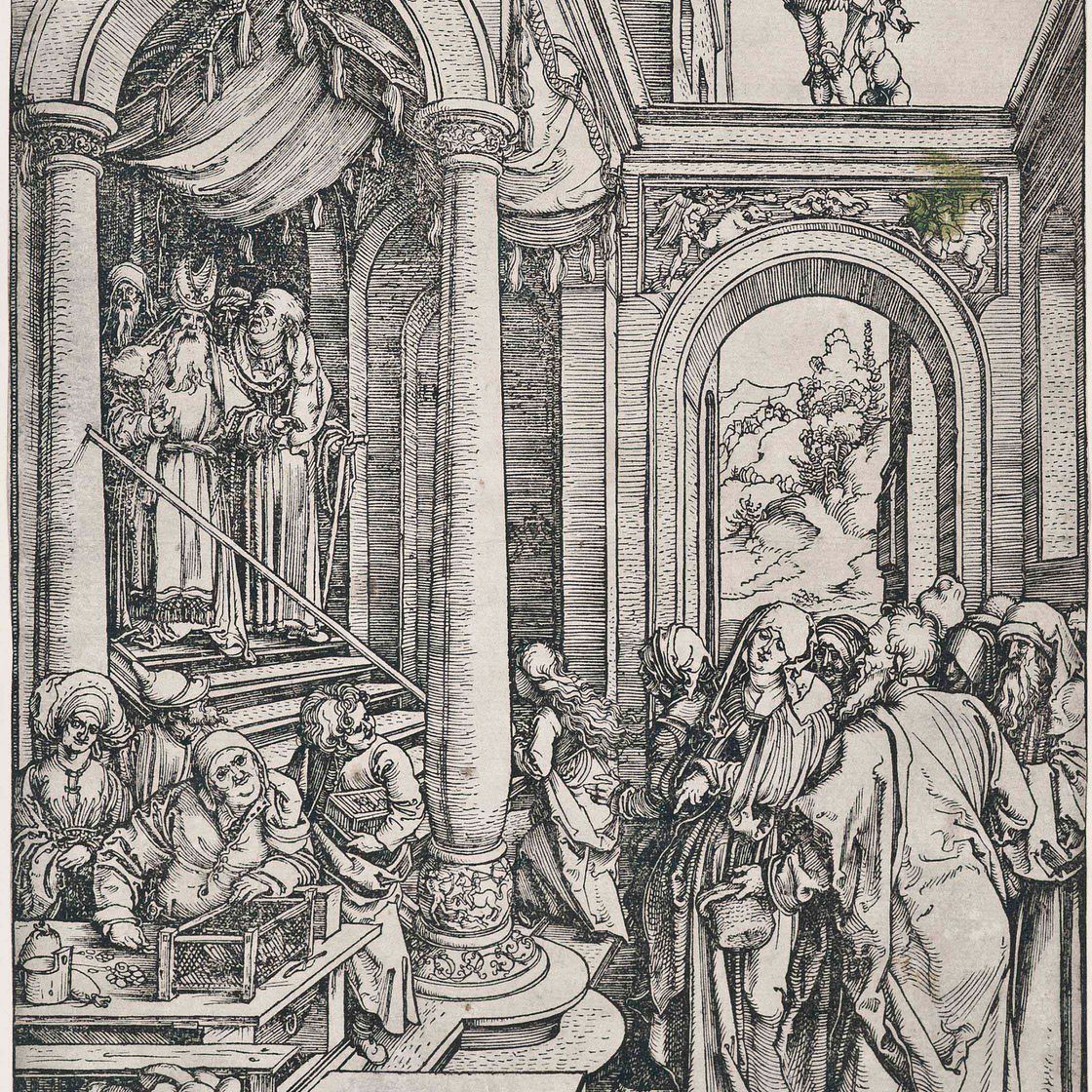 Albrecht Dürer — Сретение Пресвятой Богородицы, из книги "Жизнь Пресвятой Богородицы" (Барч, 81; Медер, Холстейн, 193)