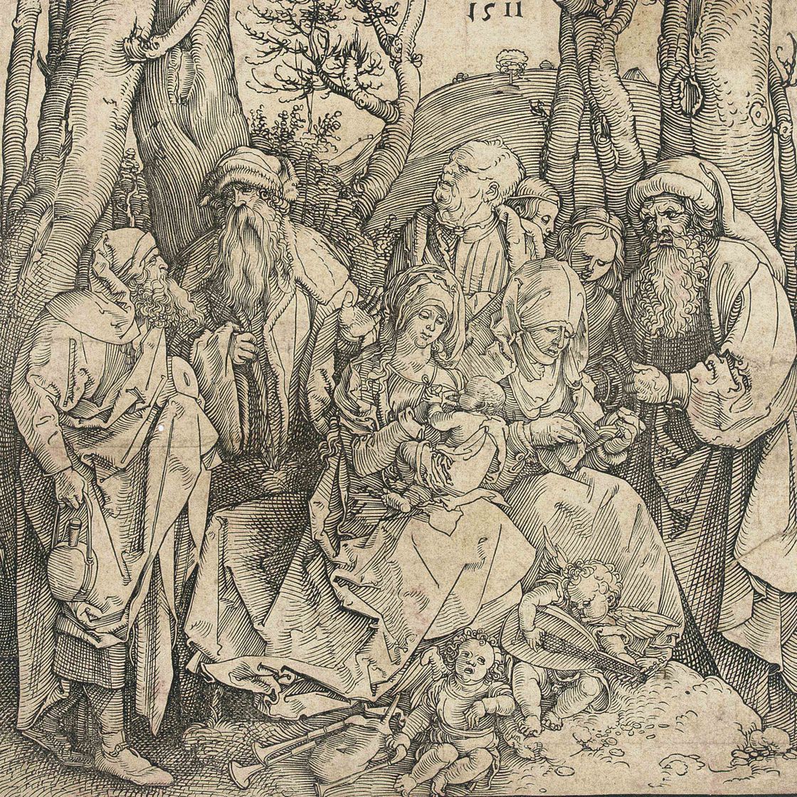 Albrecht Dürer — Святое родство с Ангелами (Б. 97; М., гл. 216; С.М.С. 227)