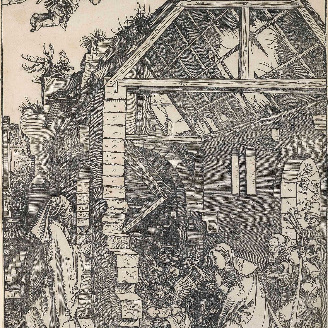 Albrecht Dürer — Рождество Христово, из "Жизни Богородицы" (Барч, 85; Медер, Холстейн, 197; Шох, Менде, Шербаум, 175)
