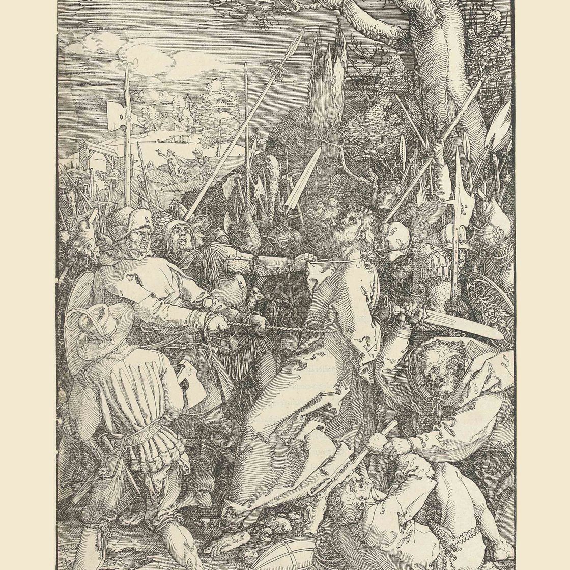 Albrecht Dürer — "Пленение Христа", из большой гравюры на дереве "Страсти Христовы" (т. 7; М., Зал. 116, С.М.С. 157)