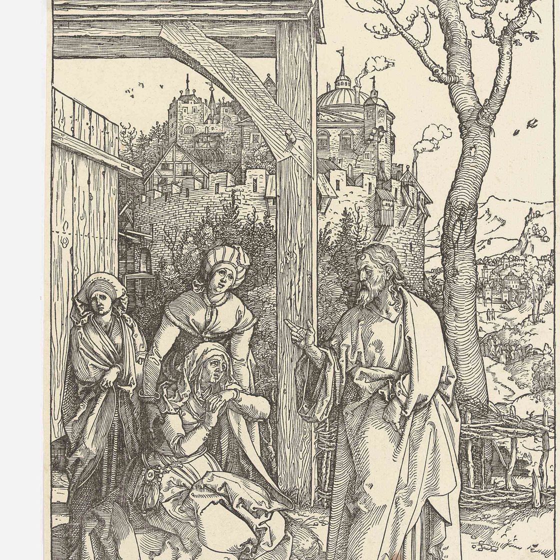 Albrecht Dürer — Христос, прощающийся со своей Матерью, из "Жизни Девы Марии" (стр. 204; М., гл. 204; С.М.С. 182)