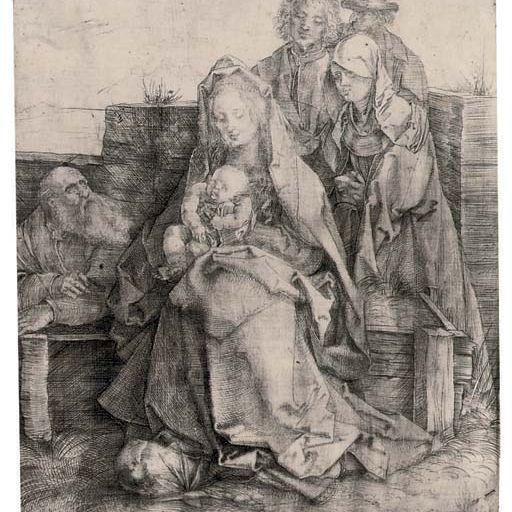Albrecht Dürer — Святое семейство со святыми Иоанном, Магдалиной и Никодимом (Б. 43; М., Зал. 44; С.М.С. 66)