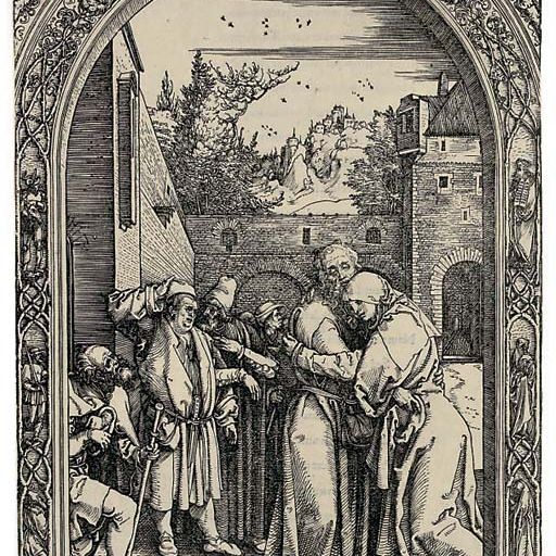 Albrecht Dürer — Иоаким и Анна у Золотых ворот (Б. 79; М., Зал 191; С.М.С. 169)