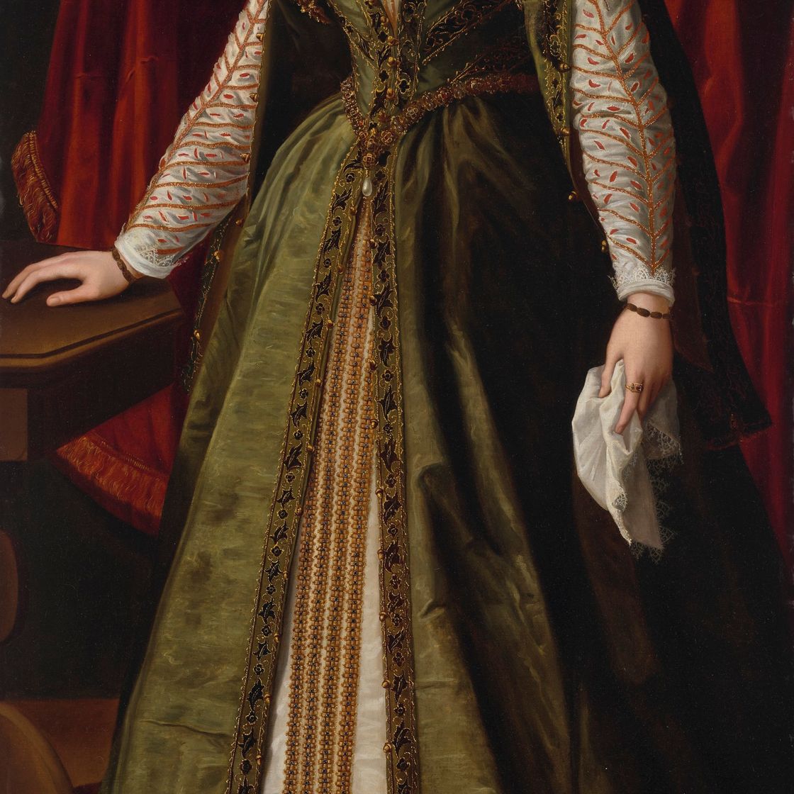 Alessandro Allori — Портрет Дианоры Сальвиати, маркизы Фрескобальди, в полный рост, изображение 1