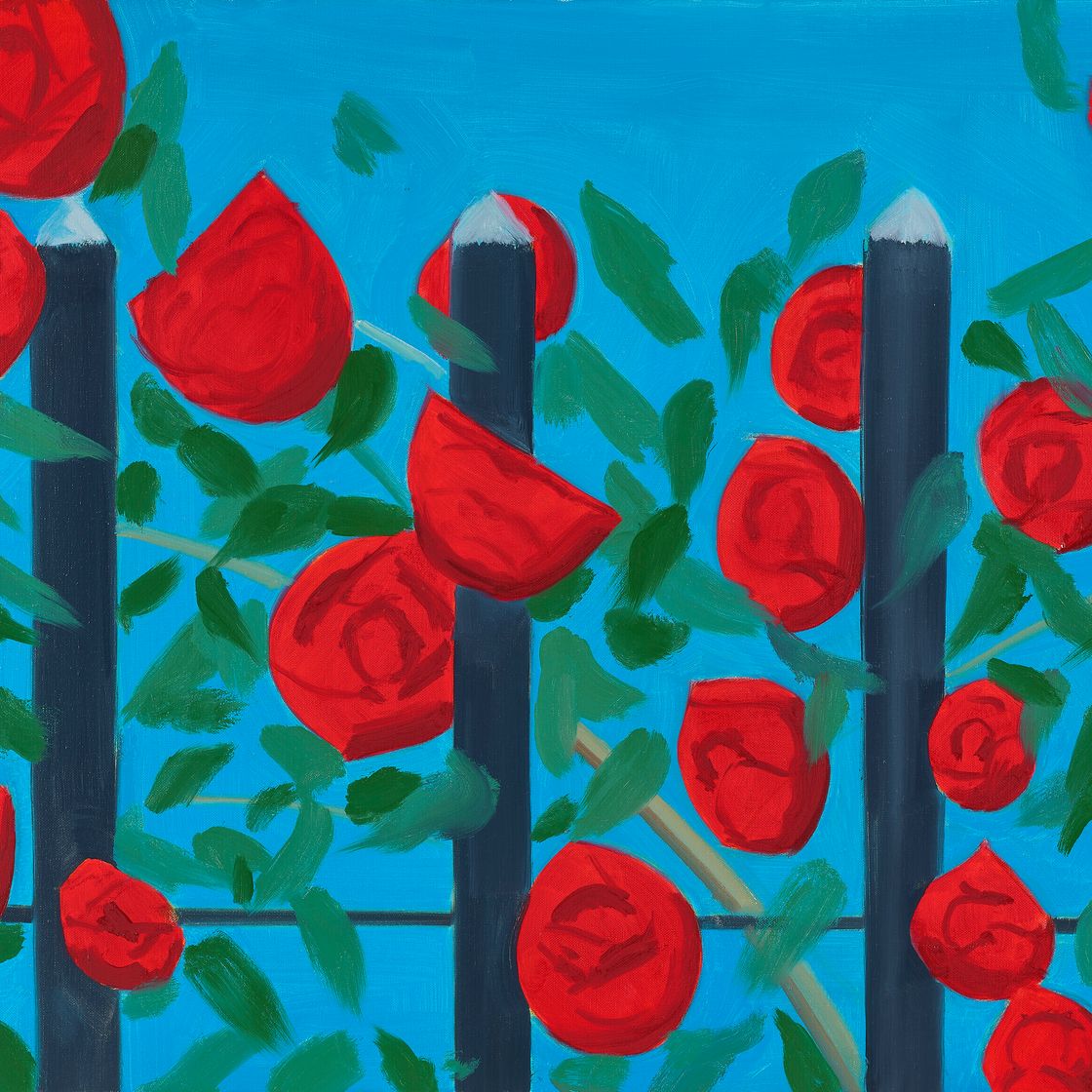 Alex Katz — Красные розы с синим, изображение 1