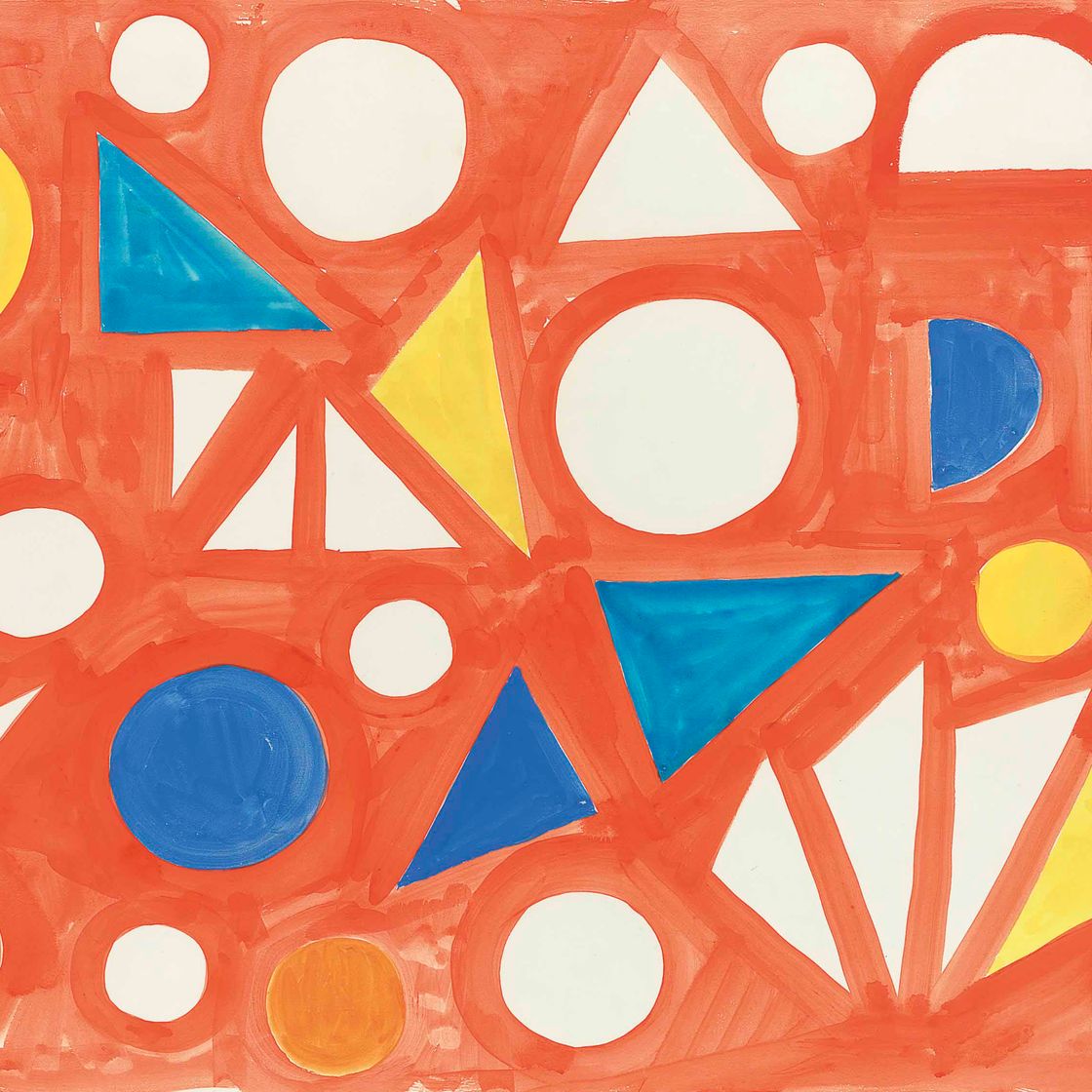 Alexander Calder — Множество белых треугольников на розовом фоне