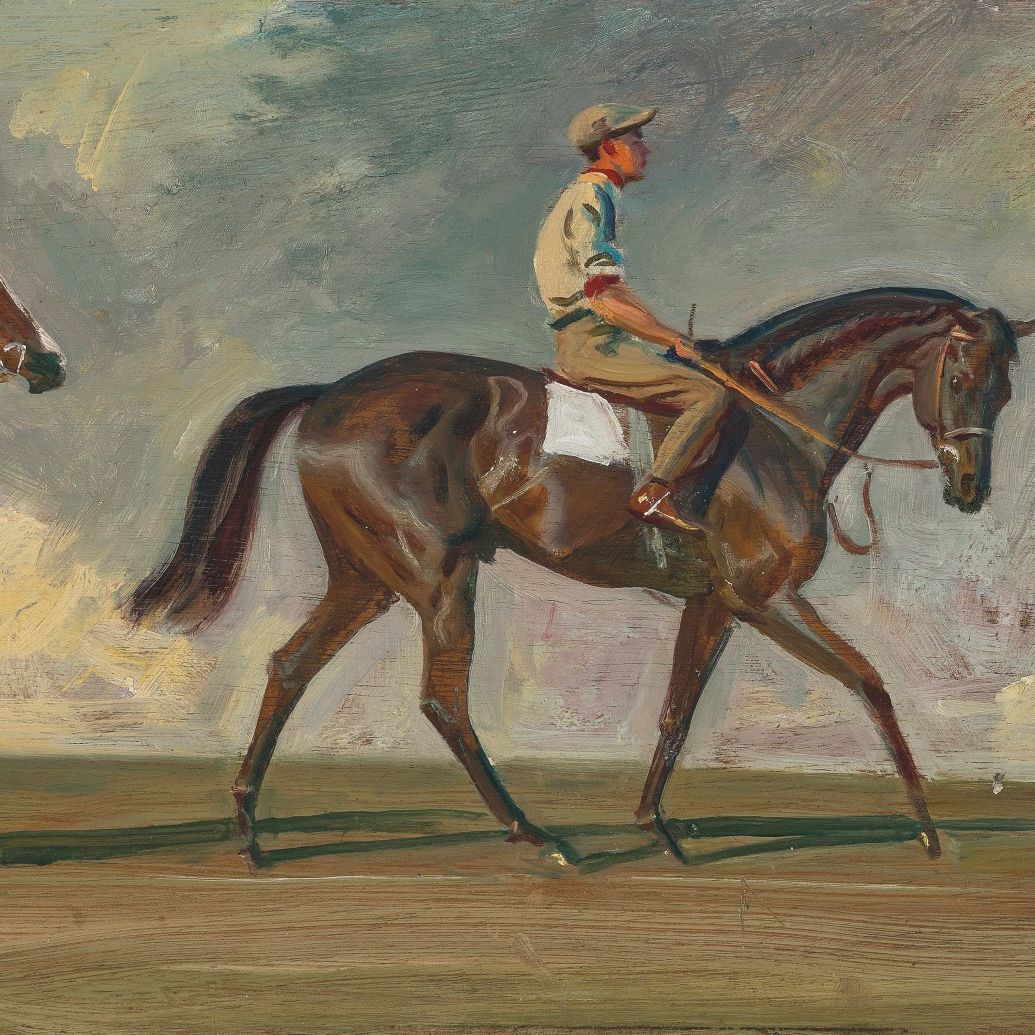 Alfred James Munnings — Лошади королевы: "Капрал", "Бисквит" и "Ореол".