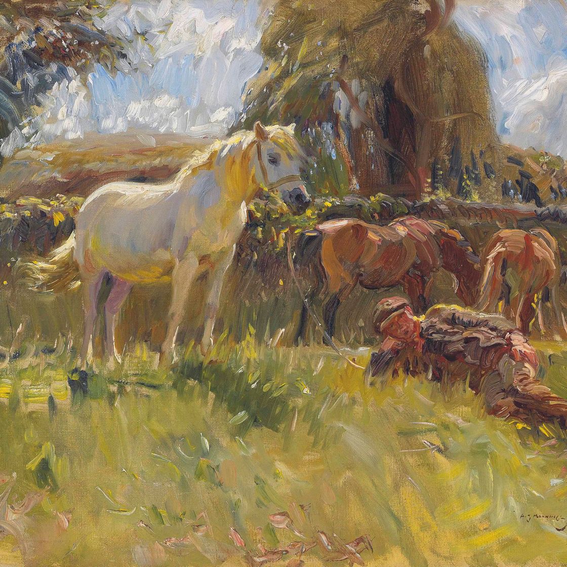Alfred James Munnings — Креветки и старая серая кобыла на холмах Рингленда