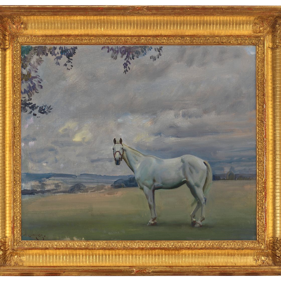 Alfred James Munnings — Серый охотник на обширном ландшафте (справа); Этюд для обширного ландшафта (сзади), изображение 2