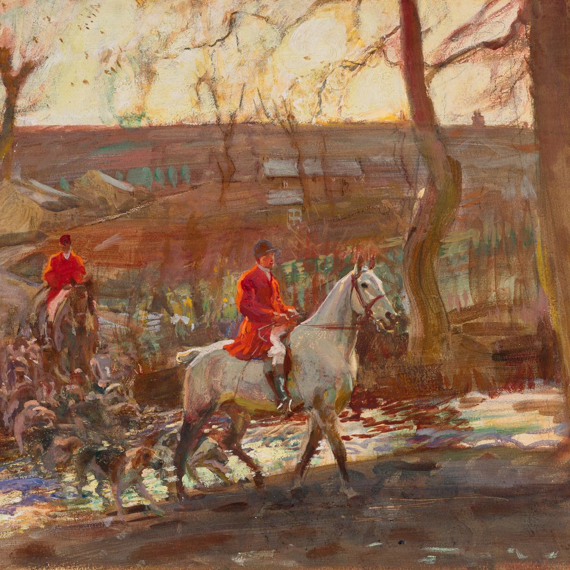 Alfred James Munnings — Морозный вечер, возвращение домой, изображение 1