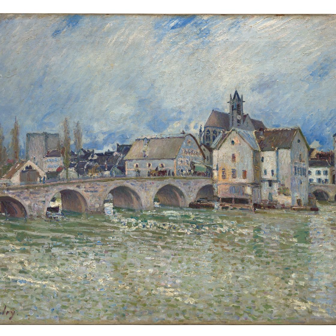 Alfred Sisley — Ле-Пон-де-Морэ-сюр-Луан, временный центр, изображение 2