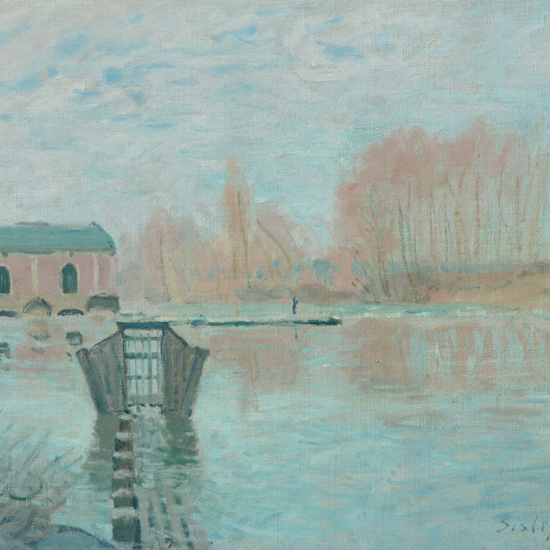 Alfred Sisley — Машина из Марли и заградительный огонь, Буживаль, изображение 1