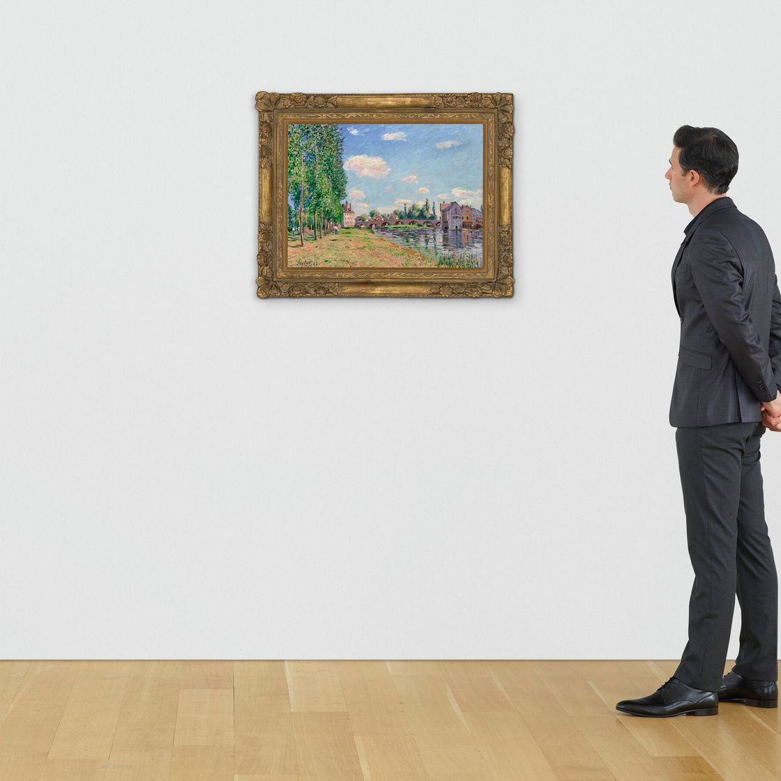 Alfred Sisley — Ле-пон-де-Морэ-сюр-Луан на высоте, изображение 3