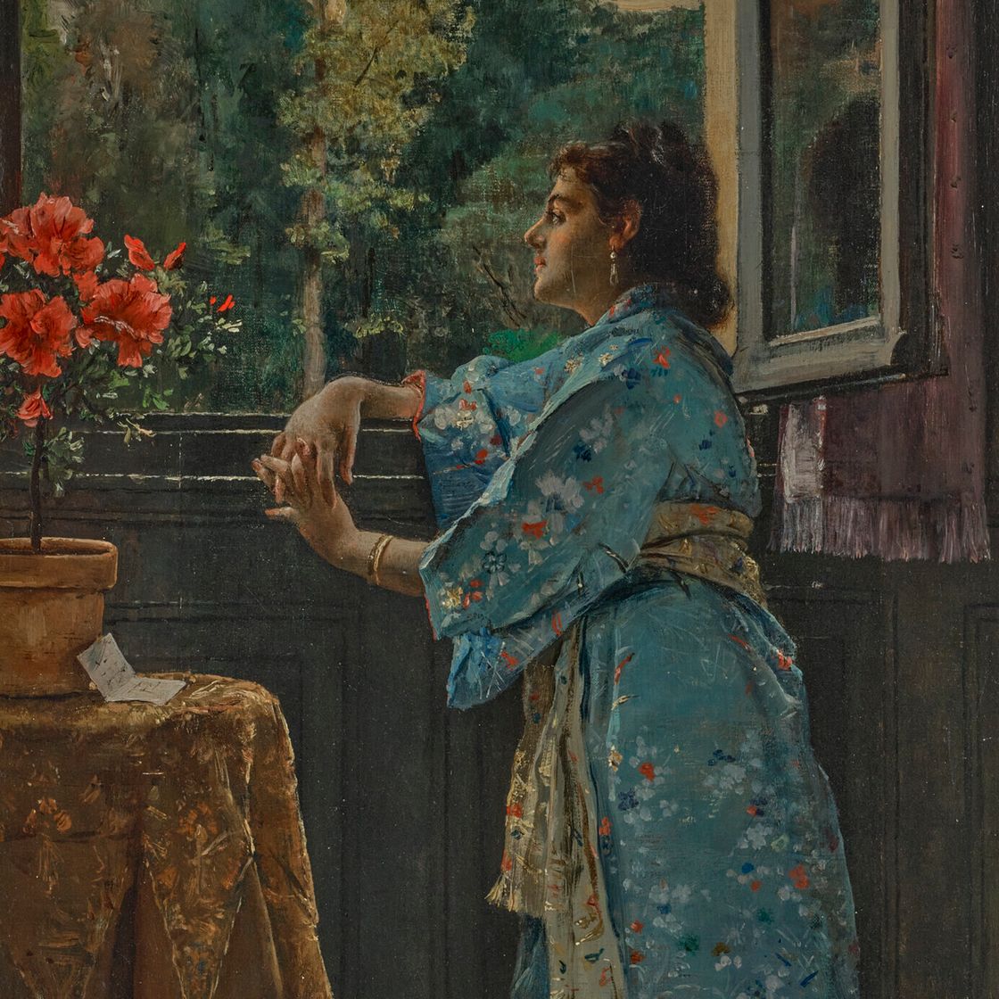 Alfred Stevens — У женщины на виду (Голубое кимоно)