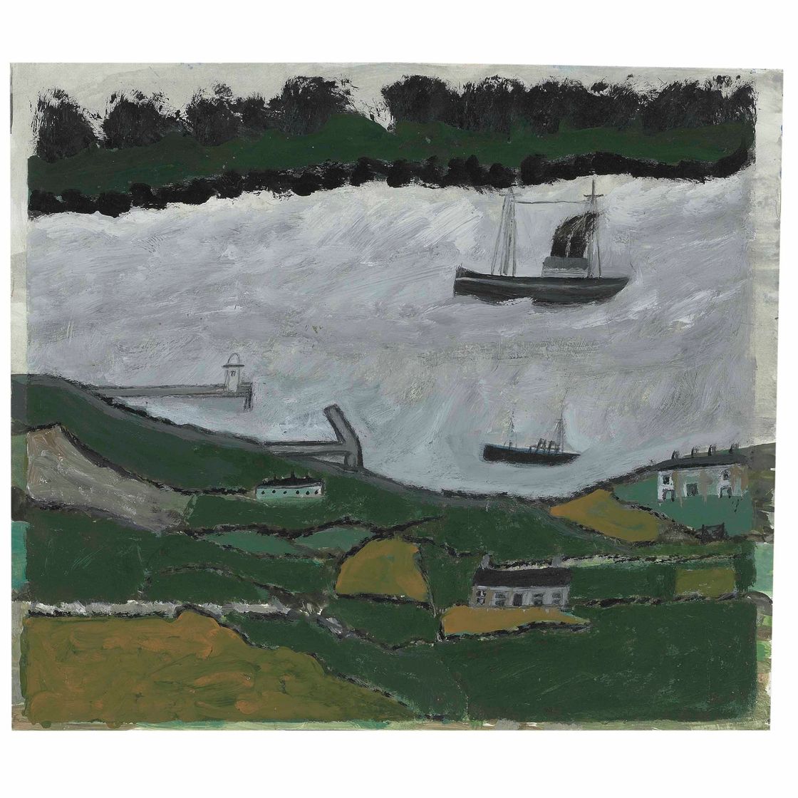 Alfred Wallis — Два парохода в устье реки