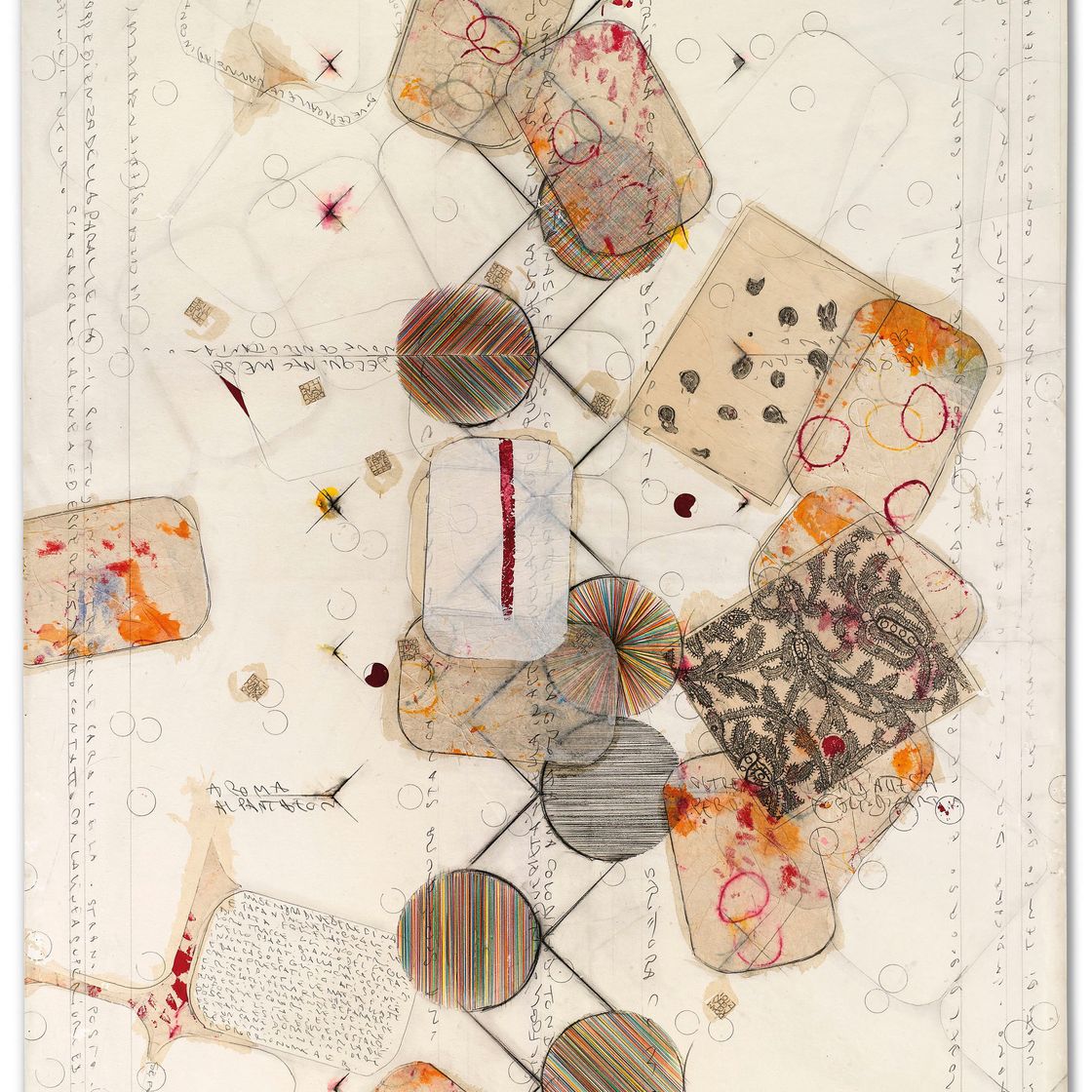 Alighiero Boetti — Сенца Титоло ("Голубь, который ведет параллель до бесконечности...") (Без названия (Где сходятся параллели))