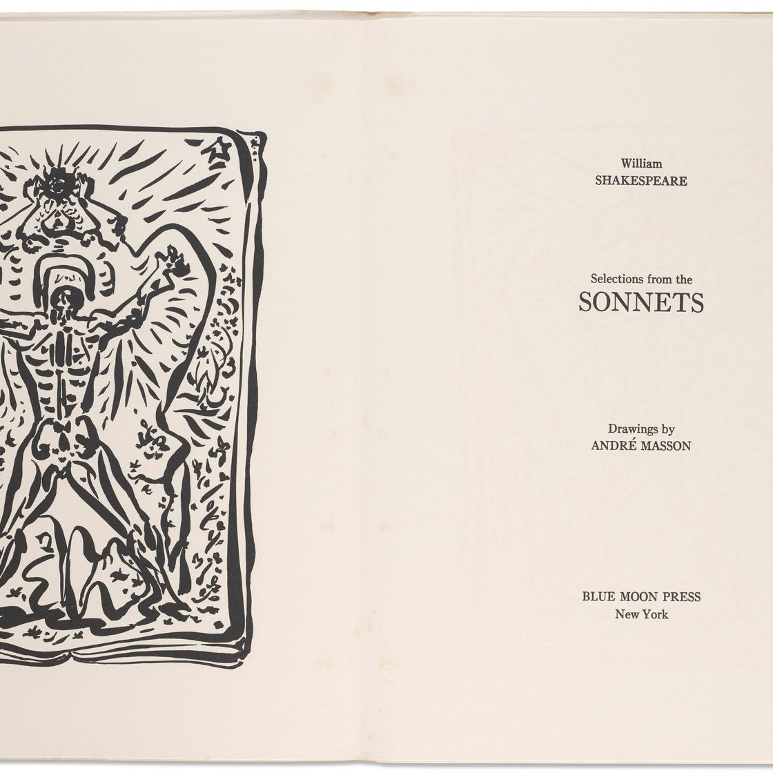 André Masson — Уильям Шекспир, Отрывки из сонетов, издательство Blue Moon Press, Нью-Йорк, 1977