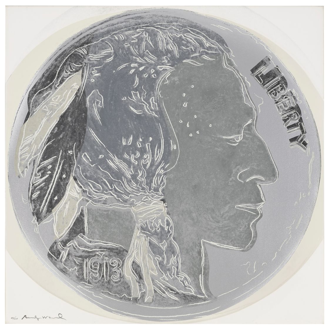 Andy Warhol — Никель "Голова индейца", от "ковбоев и индейцев", изображение 1