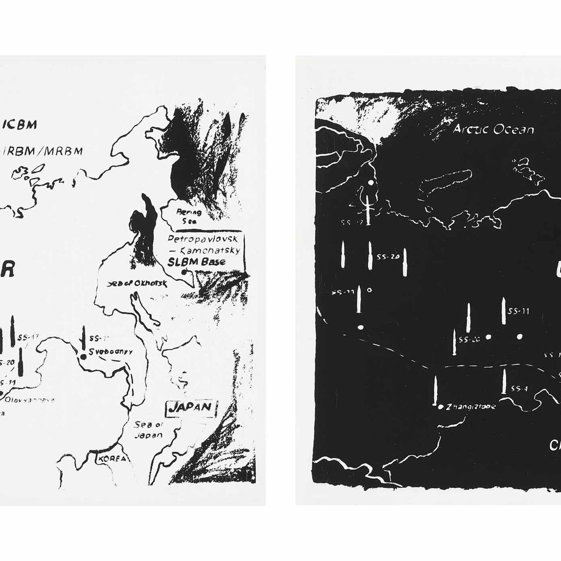 Andy Warhol — Карта ракетных баз на Востоке СССР на 1984-1985 годы (белая) Карта ракетных баз на Востоке СССР на 1984-1985 годы (черная)