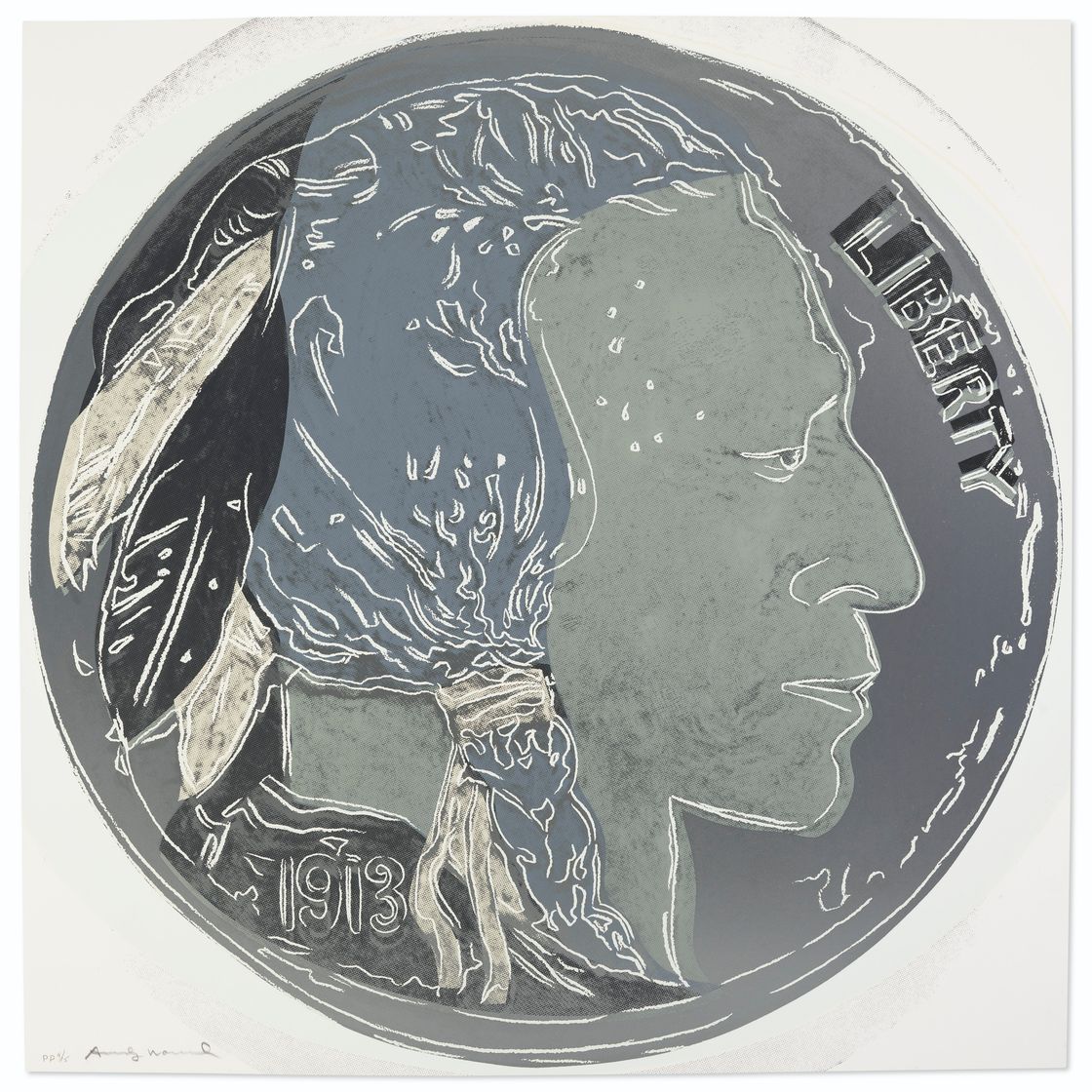 Andy Warhol — Никель "Голова индейца", от "ковбоев и индейцев"