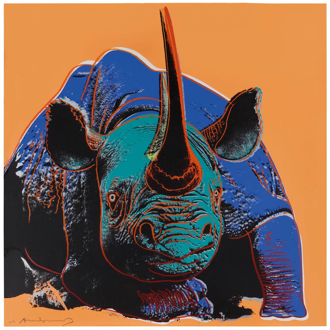 Andy Warhol — Черный носорог, принадлежащий к вымирающему виду