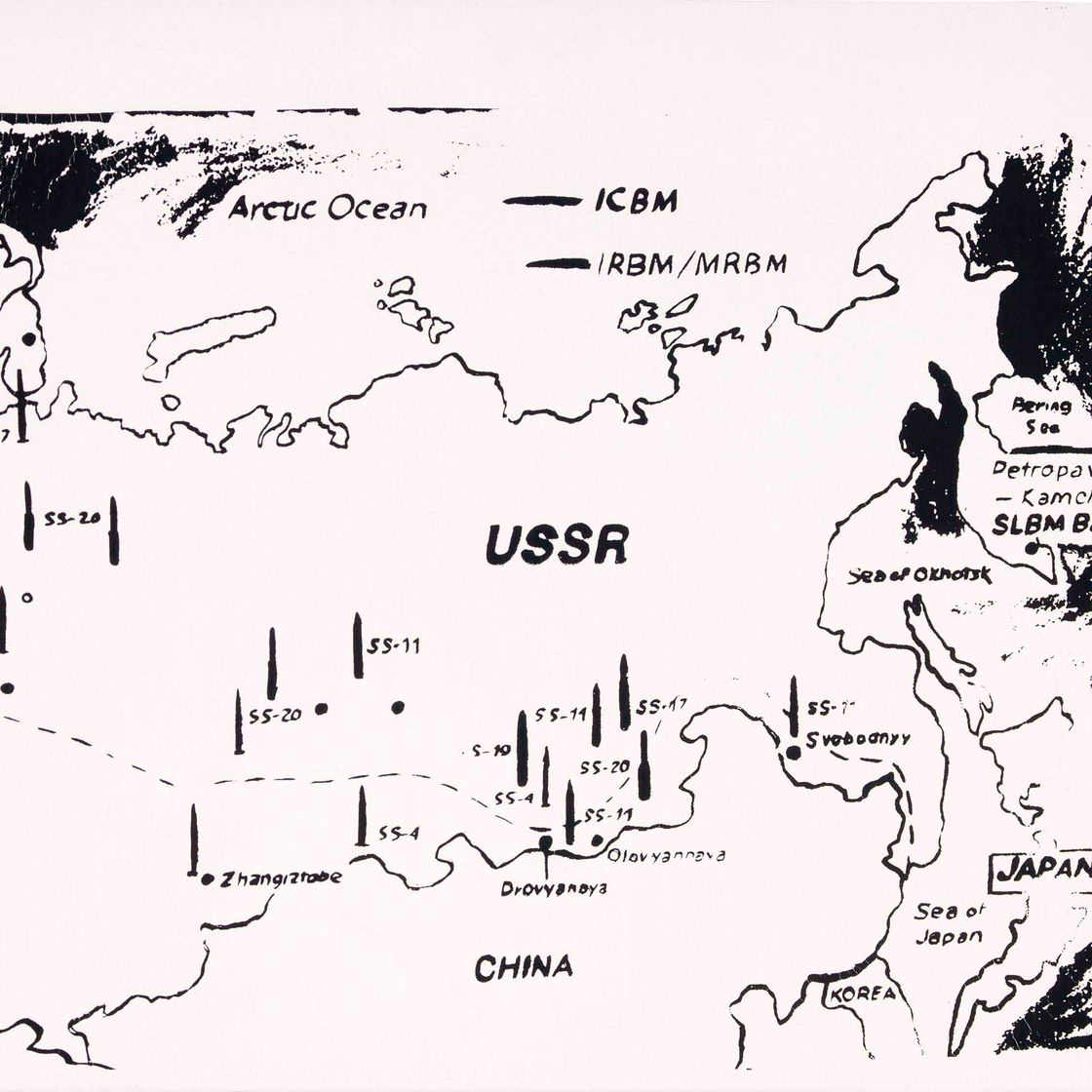 Andy Warhol — Карта ракетных баз на востоке США (позитивная)