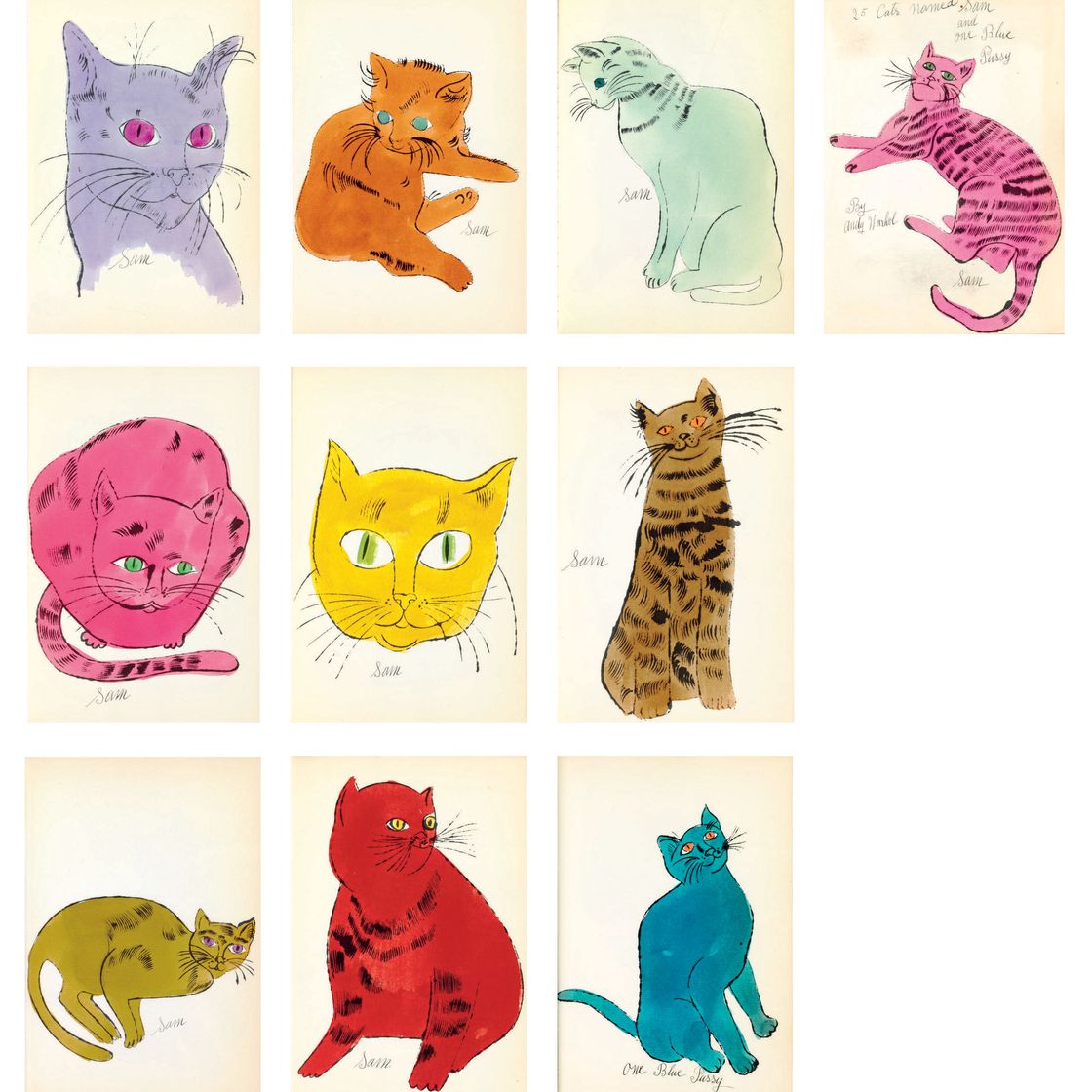 Andy Warhol — 25 кошек по имени Сэм и одна голубая киска, Энди Уорхол, Нью-Йорк, около 1954 года (Feldman & Schellmann IV.52B-68B)