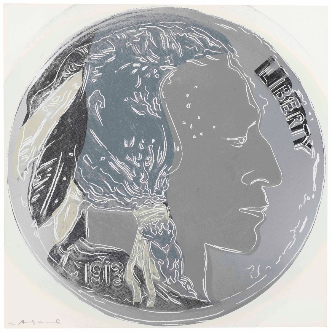 Andy Warhol — Никель "Голова индейца", от "ковбоев и индейцев"